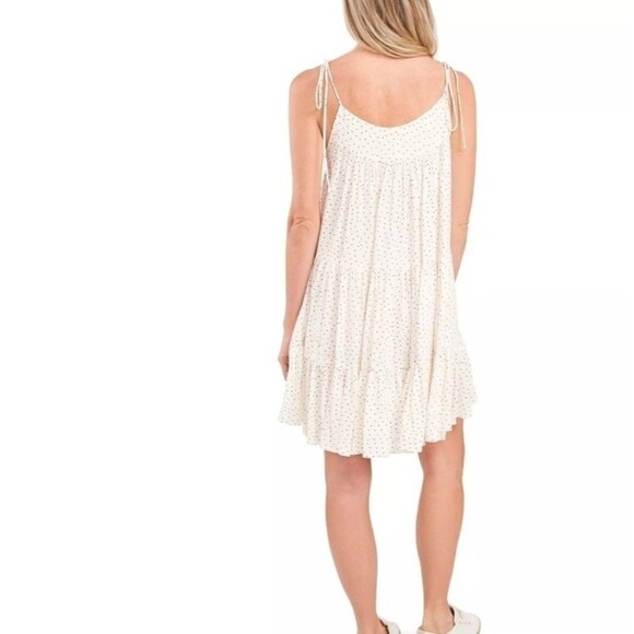 CeCe Dresses & Skirts - CECE WOMENS BLACK & WHITE POLKA DOT TIERED RUFFLE SUNDRESS DITSY COTTAGE sz M